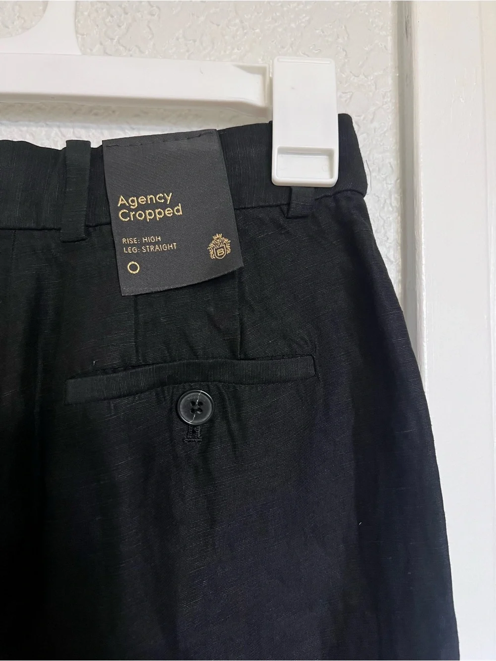 Aritzia Babaton Agency Linen Cropped Straight Leg Pants Black NWOT Size 0
